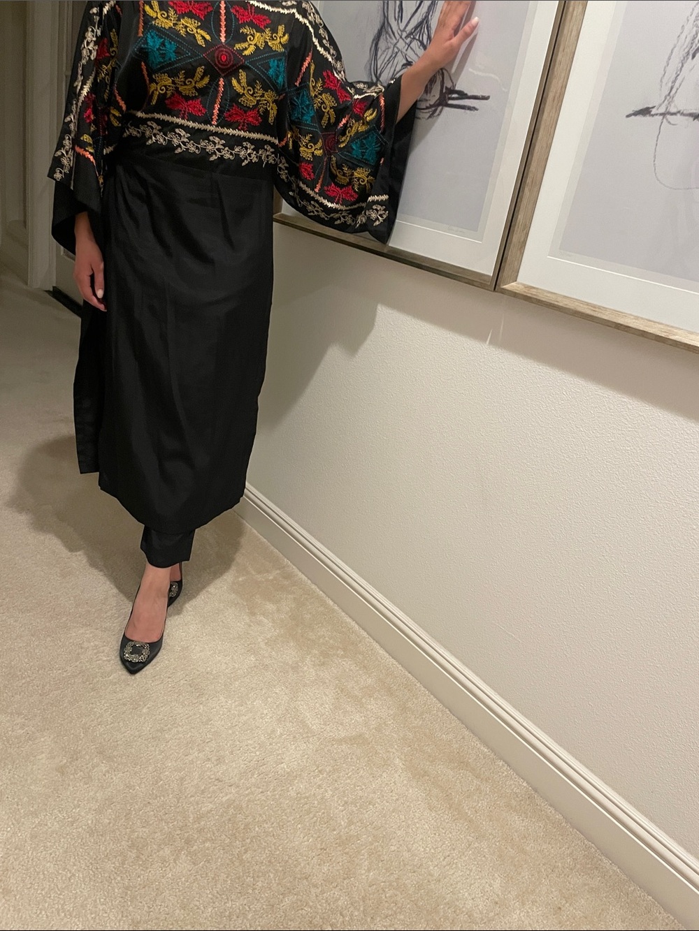 Black Embroidered kaftaan dress- Women's Elegant Evening Wear